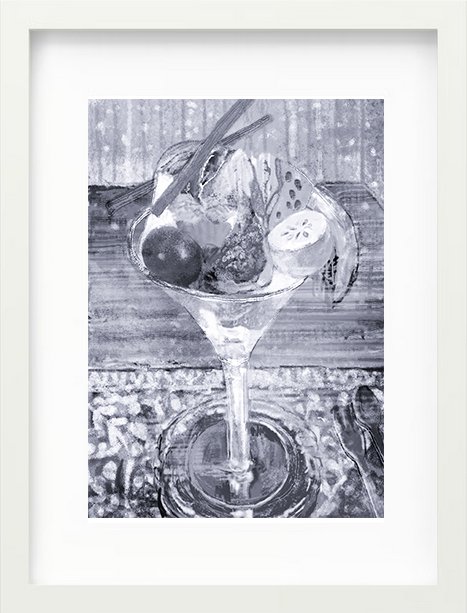 モノクロ花の絵プリント A4 村木映理子　かちゃり、しゃり、すけてる_f_white